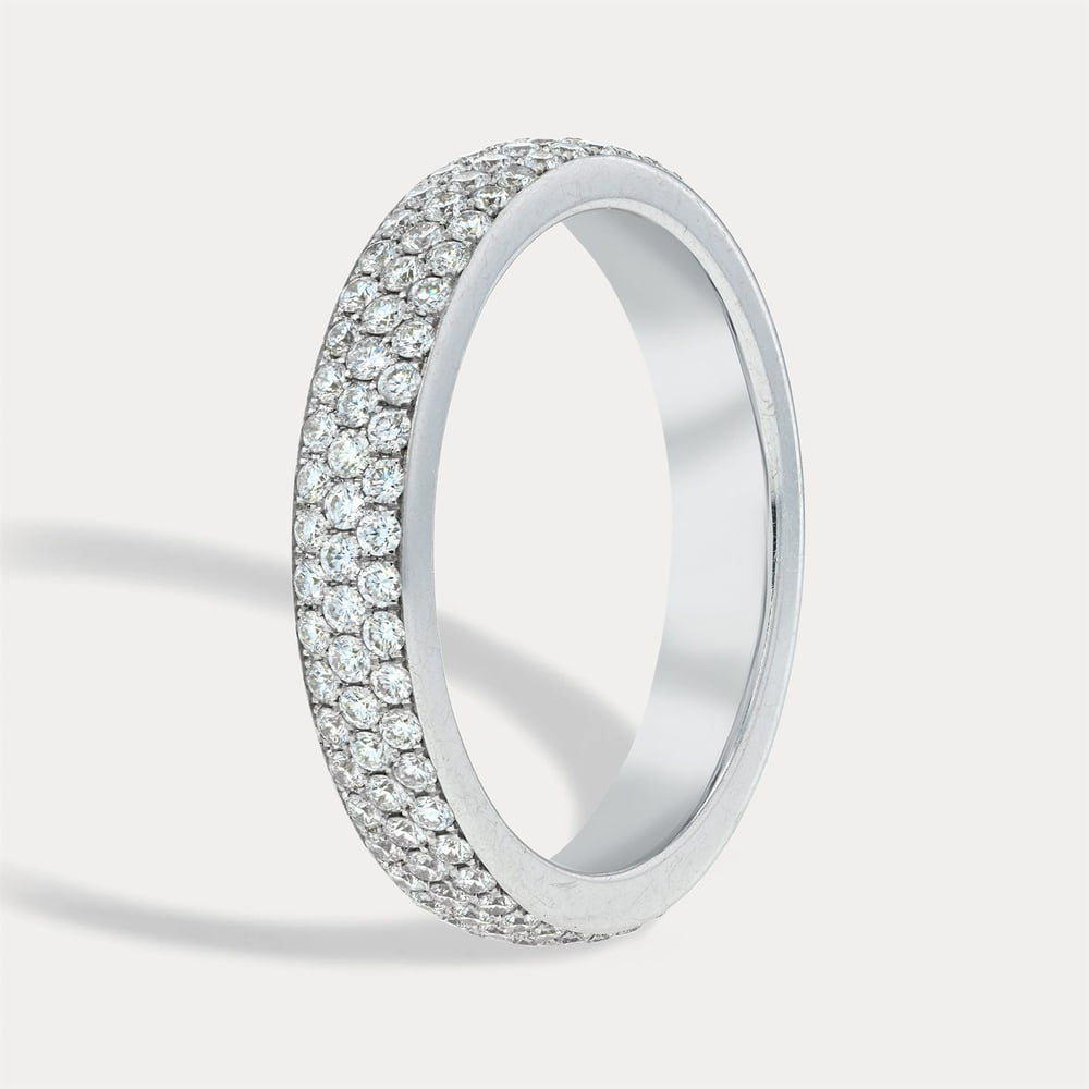 Three Row Pavé Set Round Low Dome Eternity Band