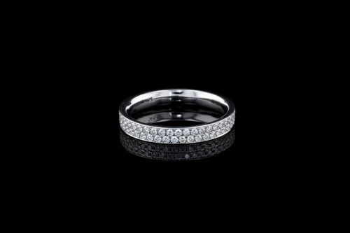 solitaire engagement ring with pave wedding band