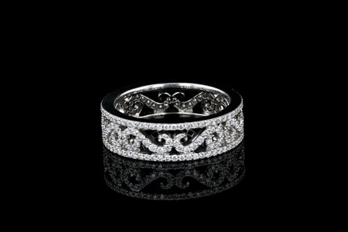 Vintage Filigree Pave’ Diamond Eternity Band