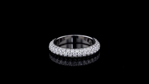 Pave' Three Row Domed Pave Eternity Band Set in Platinum