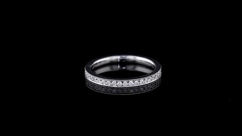 Bright Cut Edge Pave Set Wedding Band in Platinum