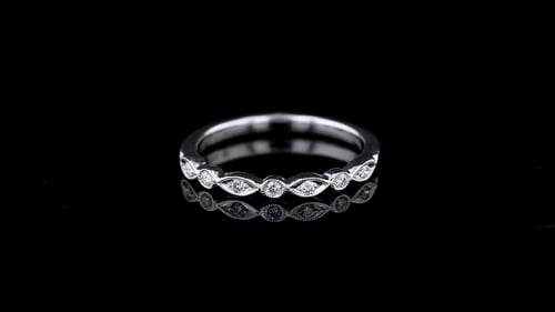 Vintage Milgrain Alternating Round and Marquise Shapes Diamond Band