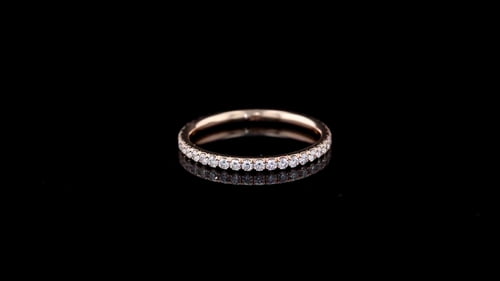 Classic U Set Pave Wedding Band Set In 18K Rose Gold