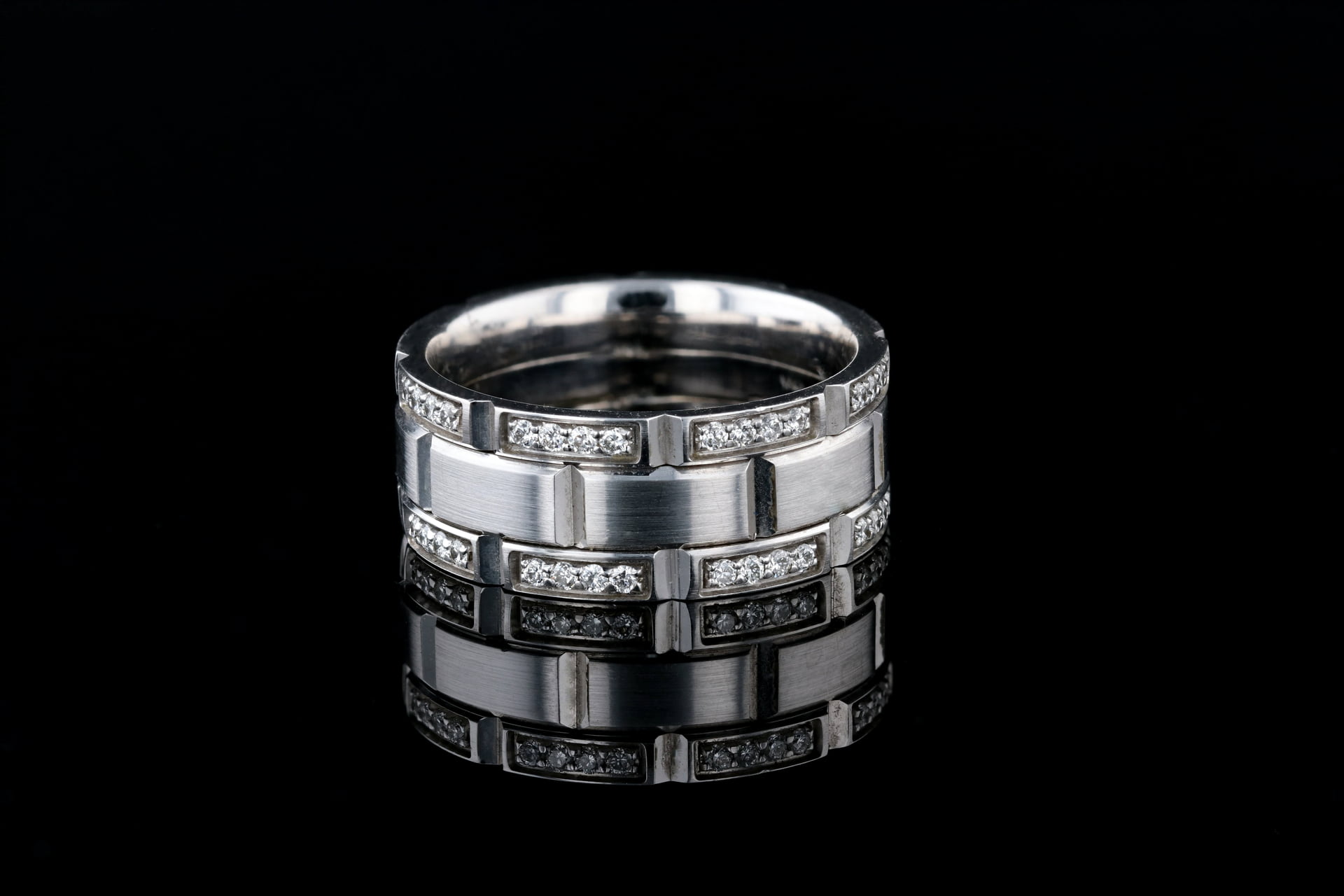 Men's All Black Diamond Wide Wedding Band